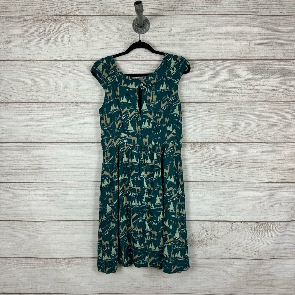 Teal Print Fit-and-Flare Dress - Brand Unknown - Picture 10 of 10
